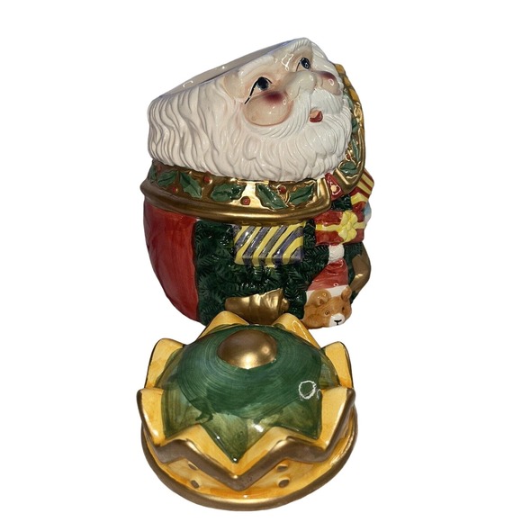 Ceramic Cookie Jar By Gibson Housewares Festive King Santa with Presents & Toys - Picture 5 of 9
